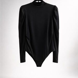 Black Long-Sleeve Mock Neck Bodysuit